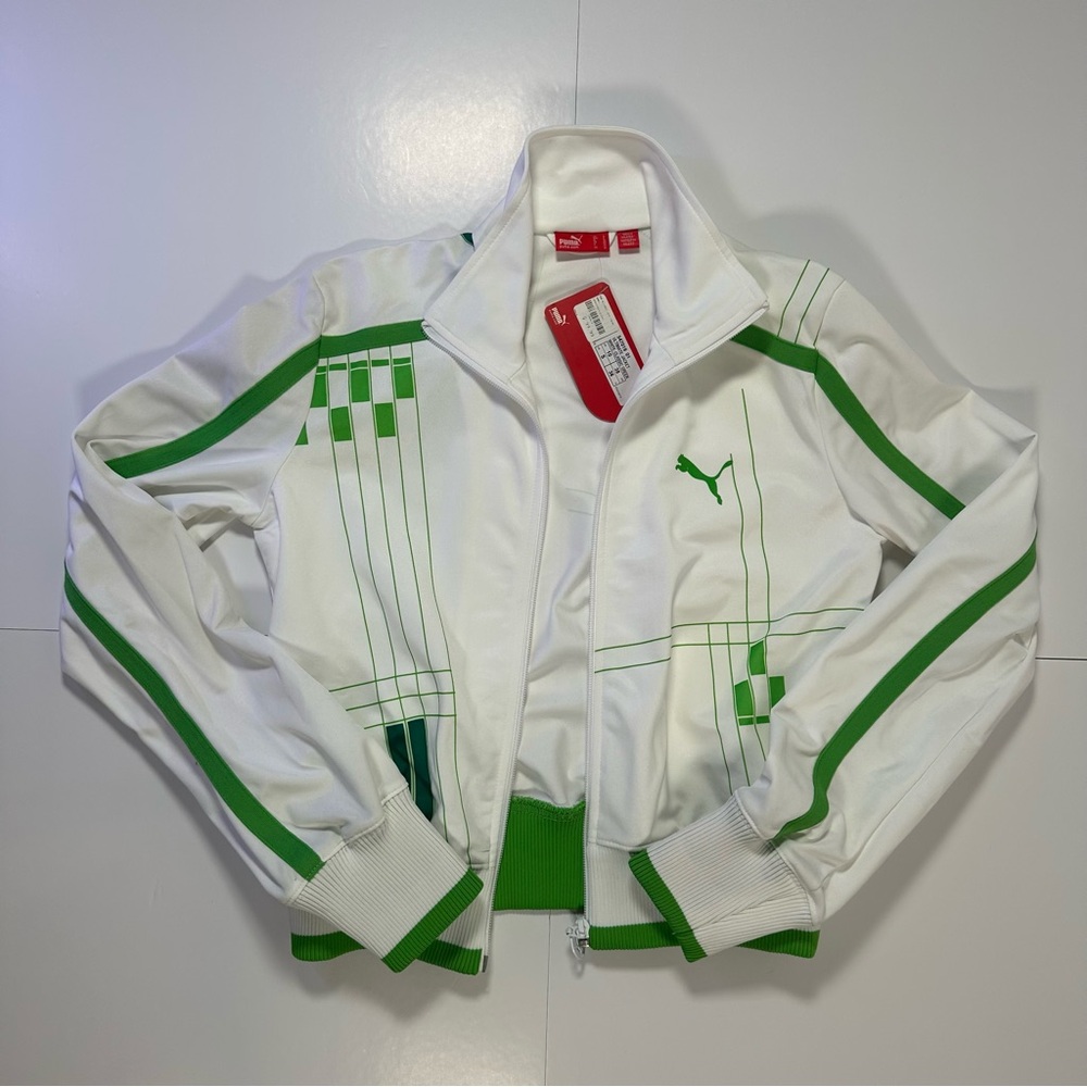 Puma Women’s Track Jacket Small White‎ Green Full Zip Athletic NWT
